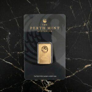 10g Perth Mint Gold Bar .9999 Fine 24K New Sealed with Black Swan Assay Card